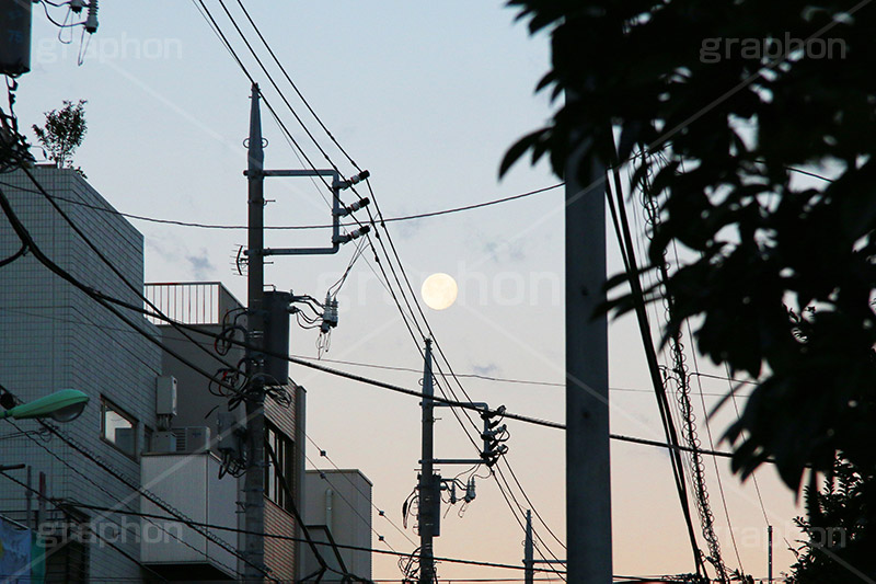 朝焼けに月,有明の月,白夜月,朝焼け,あさやけ,朝,あさ,早朝,早起き,日の出,染,空,雲,月,現象,空/天気,morning