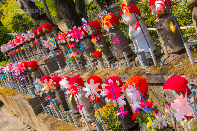 千躰子育地蔵尊,増上寺,芝公園,浄土宗,地蔵,お地蔵さん,子育て,安産,子供,こども,祈願,頭巾,赤い頭巾,風車,並ぶ,多い,大量,寺院,寺,参拝,重要文化財,文化財,港区,japan,temple