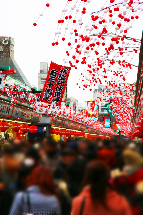 仲見世,仲見世通り,浅草,雷門,宝蔵門,浅草寺,あさくさ,みやげ物,みやげ,お土産,商店,寺院建築風,台東区,正月,お正月,三が日,浅草 名所,浅草 観光,asakusa,japan