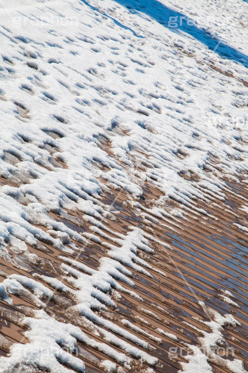 雪の積もった歩道,歩道,雪,ゆき,積,足跡,跡,冬,snow,winter