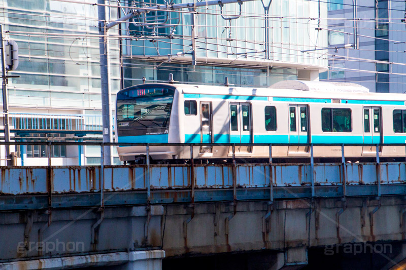 京浜東北線,電車,でんしゃ,鉄道,乗り物,交通,路線,線路,通勤,通学,撮り鉄,とり鉄,車両,電車/鉄道,秋葉原,千代田区,水色,train