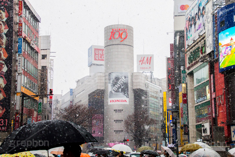 大雪の渋谷,渋谷,駅前,渋谷駅,雪,冬,降る,寒波,大雪,渋谷区,吹雪,ハチ公,スクランブル交差点,交差点,傘,東京,109,tokyo,shibuya,snow,winter