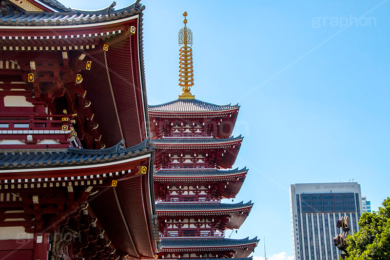 浅草寺,浅草,雷門,あさくさ,台東区,寺,お寺,参拝,お参り,東京都内最古,都内最古,asakusa,japan,スポット,寺院,五重塔,塔,青空