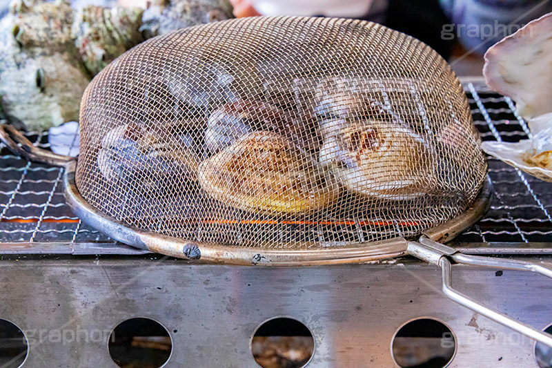 浜焼き,海鮮,シーフード,貝,甲殻類,魚介類,海の幸,焼く,漁港,郷土料理,バーベキュー,ハマグリ,はまぐり,蛤,網,あみ,二枚貝,seafood,フルサイズ撮影