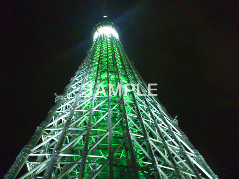 スカイツリー,東京スカイツリー,TOKYO SKYTREE,墨田区,押上,電波塔,634,634メートル,634m,塔,ライトアップ,夜景,夜,キレイ,綺麗,きれい,緑色,緑の,緑,グリーン,tower,タワー