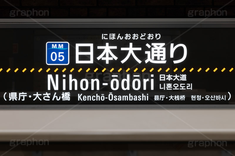 日本大通り駅,日本大通り,ホーム,みなとみらい線,みなとみらい21線,みなとみらい,神奈川県,横浜市,横浜高速鉄道,駅,駅名,看板,標示,電車/鉄道,train,japan,フルサイズ撮影