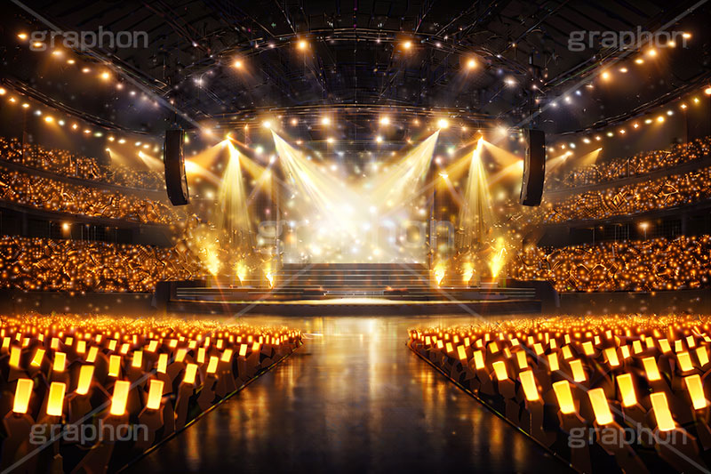 ライブステージ,ステージ,推し,推し活,舞台,ライブ,ライヴ,コンサート,アイドル,シアター,ホール,サイリウム,ペンライト,メンバーカラー,背景,照明,音楽,主役,ミュージック,ライト,スポットライト,イラスト,illustration,light,frame,hall,theater,live,stage,music