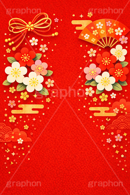 和柄背景,年賀,年賀状,お正月,正月,和柄,花柄,和,和風,派手,豪華,雲柄,波柄,紐,扇子,梅,おめでたい,ひな祭り,雛祭り,ひなまつり,event,japan