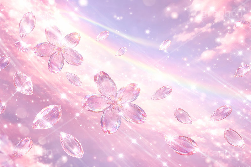 ガラス・ブロッサム,ガラス,ガラス細工,クリスタル,宝石,アクセ,ジュエリー,桜,さくら,サクラ,花見,ブロッサム,春,花,花びら,花弁,背景,キラキラ,イラスト,blossom,spring,flower,glass,jewel