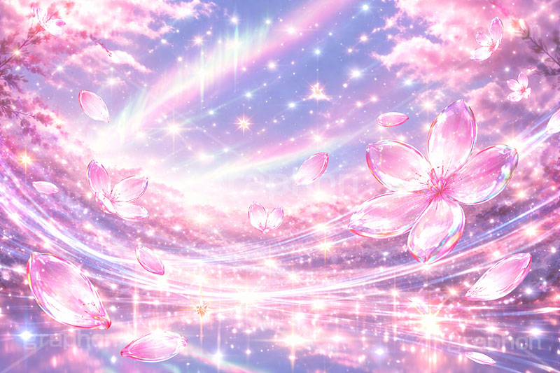 ガラス・ブロッサム,ガラス,ガラス細工,クリスタル,宝石,アクセ,ジュエリー,桜,さくら,サクラ,花見,ブロッサム,春,花,花びら,花弁,背景,キラキラ,イラスト,blossom,spring,flower,glass,jewel