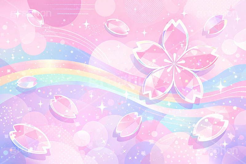 ガラス・ブロッサム,ガラス,ガラス細工,クリスタル,宝石,アクセ,ジュエリー,桜,さくら,サクラ,花見,ブロッサム,春,花,花びら,花弁,背景,キラキラ,イラスト,blossom,spring,flower,glass,jewel