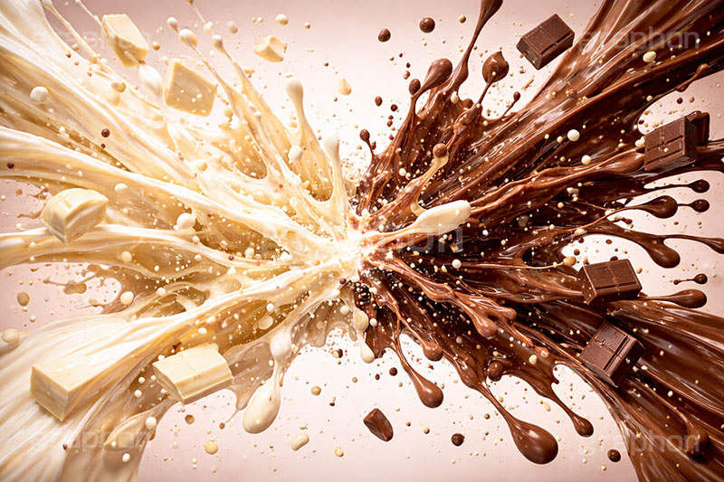 甘い衝撃,衝撃,ホワイトチョコ,ミルクチョコ,板チョコ,バレンタイン,バレンタインデー,チョコレート,溶ける,溶け,菓子,お菓子,告白,愛,恋,恋愛,ラブ,らぶ,女子力,ガーリー,甘い,スイーツ,chocolate,valentine,sweet,AI生成素材
