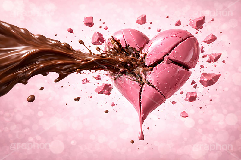 失恋,ハートブレイク,砕ける,壊れる,破壊,甘い衝撃,衝撃,ミルクチョコレート,ストロベリーチョコ,ハート,バレンタイン,バレンタインデー,チョコレート,溶ける,溶け,菓子,お菓子,告白,愛,恋,恋愛,ラブ,らぶ,女子力,ガーリー,甘い,スイーツ,chocolate,valentine,sweet,heart,AI生成素材