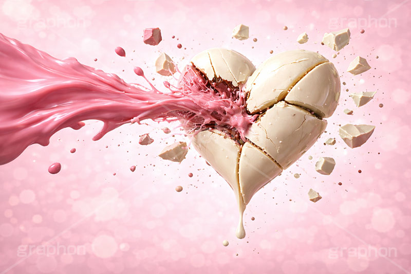 失恋,ハートブレイク,砕ける,壊れる,破壊,甘い衝撃,衝撃,ホワイトチョコレート,ストロベリーチョコ,ハート,バレンタイン,バレンタインデー,チョコレート,溶ける,溶け,菓子,お菓子,告白,愛,恋,恋愛,ラブ,らぶ,女子力,ガーリー,甘い,スイーツ,chocolate,valentine,sweet,heart,AI生成素材