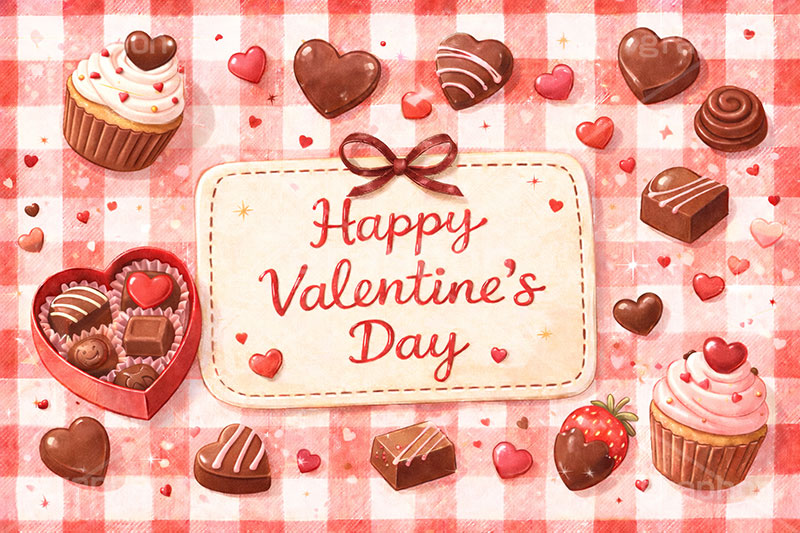 HappyValentine'sDay,ハッピーバレンタインデー,ハート,リボン,バレンタイン,チェック,チョコレート,プレゼント,手作り,菓子,お菓子,告白,愛,恋,恋愛,ラブ,らぶ,女子力,ガーリー,甘い,スイーツ,背景,chocolate,valentine,sweet,heart,AI生成素材