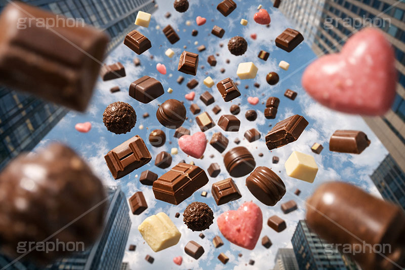 チョコレートの雨,チョコレート都市,たくさんのチョコレート,都市,街,都会,不思議,面白い,おもしろ,ビル,バレンタイン,バレンタインデー,チョコレート,菓子,お菓子,告白,愛,恋,恋愛,ラブ,らぶ,女子力,ガーリー,甘い,スイーツ,chocolate,valentine,sweet,building,AI生成素材