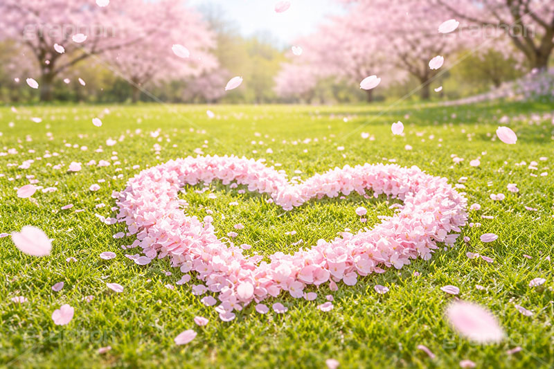 桜のハート,ハート,ラブ,告白,恋愛,恋,愛,芝生,公園,桜の花びら,さくら,桜,花,フラワー,春,花びら,花弁,満開,咲く,ピンク,プリ画,ロマンチック,ウェディング,プロポーズ,バレンタイン,ホワイトデー,ポエム,ピンク,blossom,japan,spring,flower,love,heart,AI生成素材