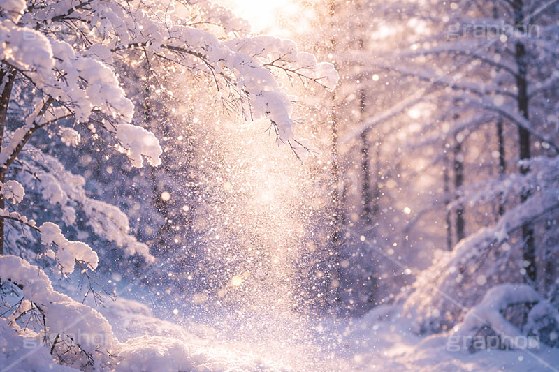 ダイヤモンドダスト,スノーダスト,反射,フレア,キラキラ,きらきら,雪,ゆき,枯木,枝,積,冬,ロマンチック,ポエム,snow,winter,poem,flare,AI生成素材