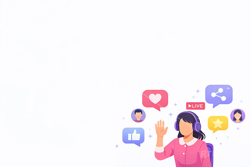 ライブ配信,いいね,共有,シェア,お気に入り,グッド,配信,ライバー,インフルエンサー,VTuber,配信,ライブ,ゲーム実況,コメント欄,コメント,チャット,ヘッドホン,ヘッドフォン,放送,映像,動画,実況,配信素材,人物,女性,イラスト,illustration,SNS,PC,live,streamer,good,share,AI生成素材