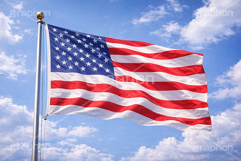 アメリカの国旗,アメリカ,アメリカン,アメリカ合衆国,国旗,旗,国際,国,象徴,なびく,シンボル,マーク,青空,宣言,政治,首相,首脳,大統領,経済,選挙,president,flag,country,america,AI生成素材