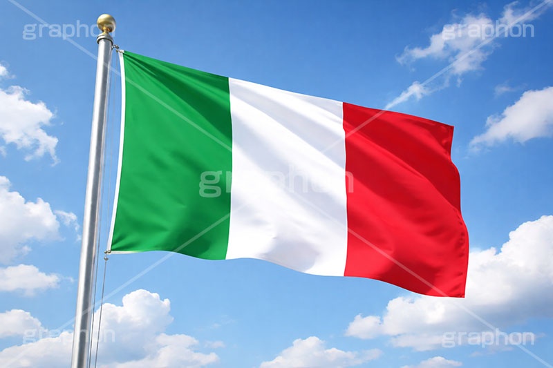 イタリアの国旗,イタリア,イタリアン,国旗,旗,国際,国,象徴,なびく,シンボル,マーク,青空,宣言,政治,首相,首脳,大統領,経済,選挙,president,flag,country,italy,AI生成素材