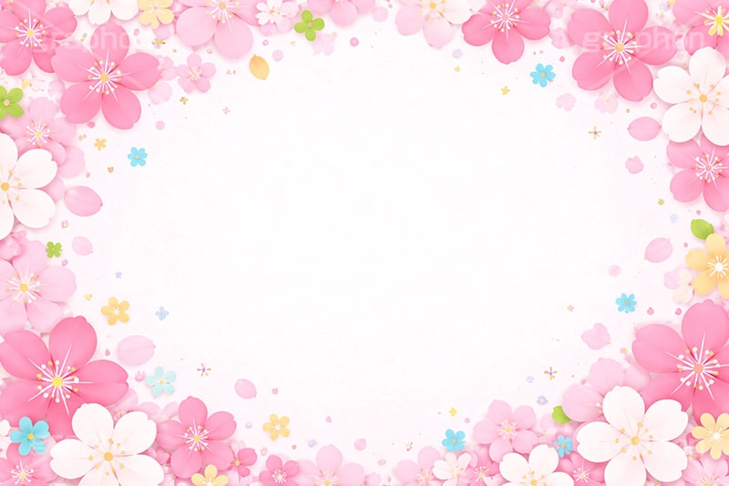 カラフル桜フレーム,カラフル,フレーム,桜,さくら,サクラ,花見,ブロッサム,春,花,花びら,花弁,背景,華やか,colorful,bg,blossom,spring,flower,frame,AI生成素材