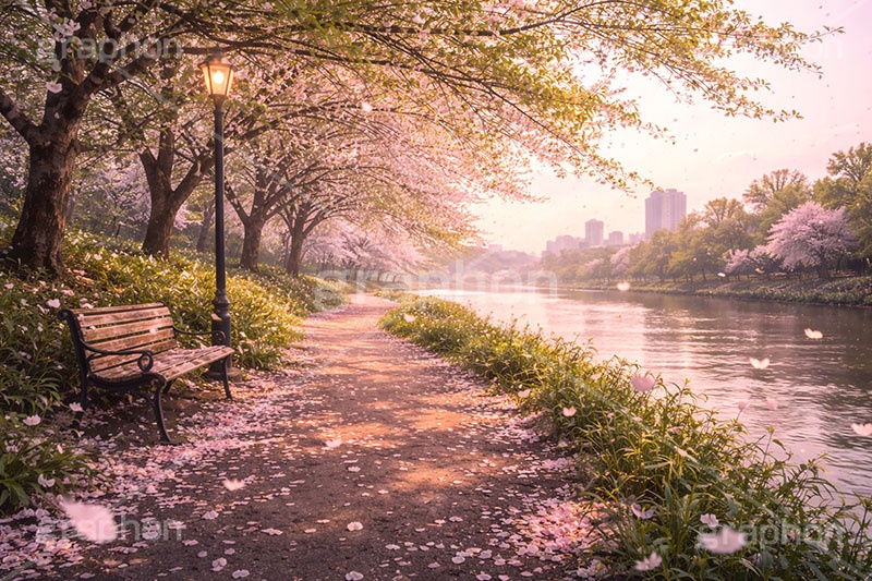 春の終わり,エモい,寂しい,哀愁,桜の花びら,桜,葉桜,ソメイヨシノ,さくら,サクラ,花,お花,フラワー,はな,春,花びら,花弁,はなびら,散る,終わり,桜吹雪,地面,blossom,japan,flower,AI生成素材