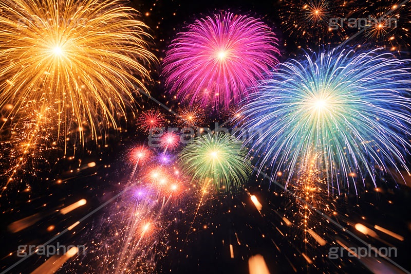 打ち上げ花火,花火,はなび,花火大会,祭り,夏祭り,夏,火花,風物詩,打ち上げ,打上,打上花火,華火,煙火,綺麗,きれい,キレイ,火薬,火,季語,まつり,派手,スターマイン,アニバーサリー,anniversary,fireworks,AI生成素材