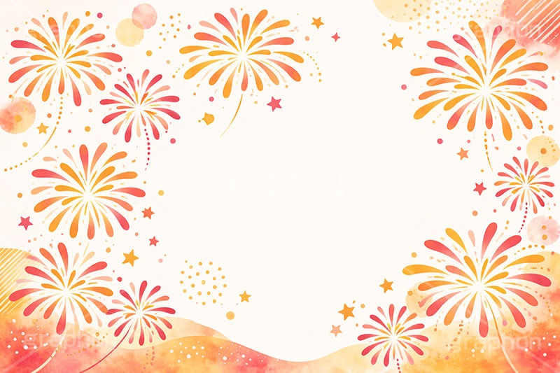 花火フレーム,花火柄,花火,打上げ,打ち上げ,夏祭り,祭り,夜,花火大会,夏,風物詩,季語,模様,もよう,柄,がら,サマー,和,和風,水彩,フレーム,frame,summer,fireworks,japan,AI生成素材