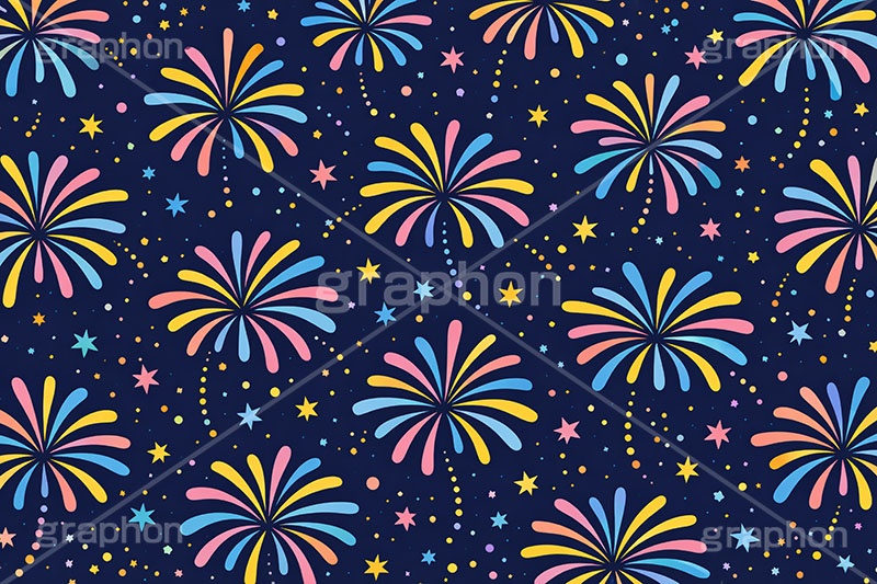 花火柄,花火,打上げ,打ち上げ,夏祭り,祭り,夜,花火大会,夏,風物詩,季語,模様,もよう,柄,がら,サマー,テクスチャ,テクスチャ―,texture,summer,fireworks,AI生成素材