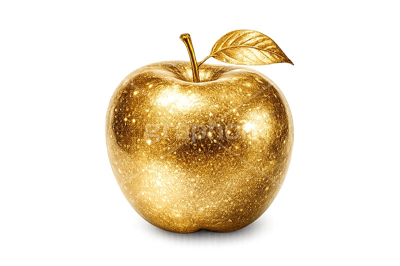 金のリンゴ,リンゴ,りんご,アップル,金のフルーツ,リッチ,ゴールド,高級,高価,キラキラ,ラメ,セレブ,面白い,おもしろ,rich,gold,fruit,apple,AI生成素材