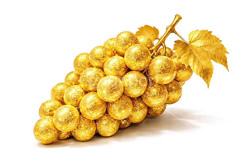 金のブドウ,ブドウ,ぶどう,葡萄,グレープ,金のフルーツ,リッチ,ゴールド,高級,高価,キラキラ,ラメ,セレブ,面白い,おもしろ,rich,gold,fruit,grape,AI生成素材