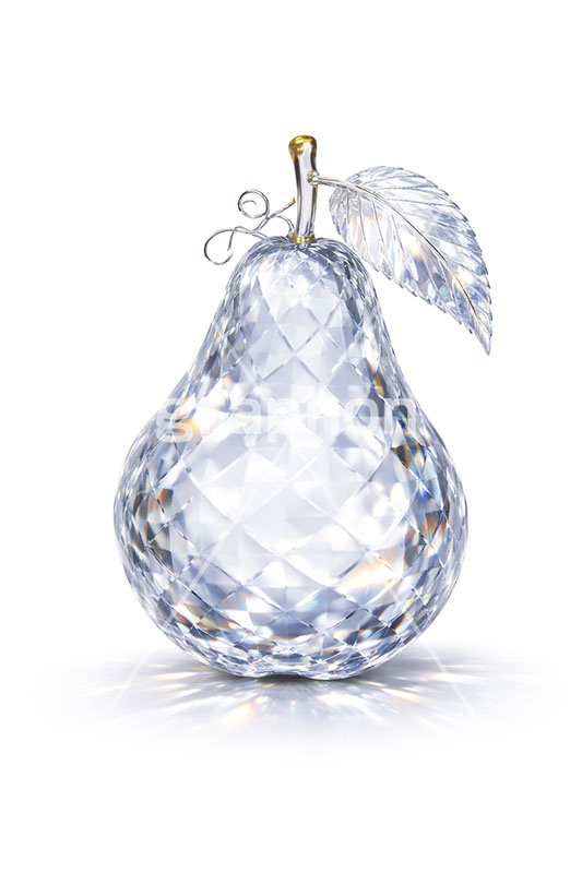 クリスタルのラフランス,ラフランス,洋なし,洋ナシ,洋梨,クリスタルのフルーツ,クリスタル,ガラス,宝石,ジュエル,プリズム,リッチ,高級,高価,キラキラ,セレブ,面白い,おもしろ,rich,glass,jewel,crystal,AI生成素材