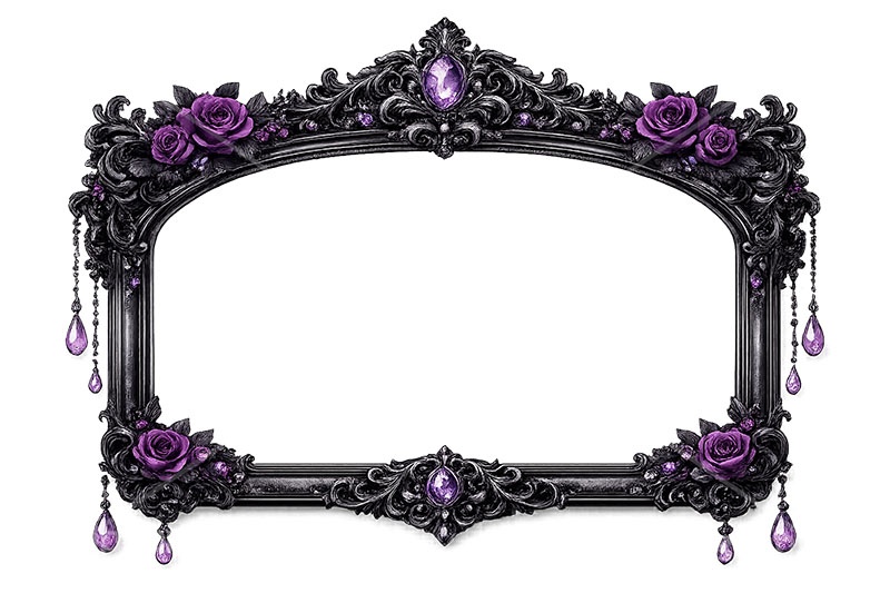 ゴスロリな額縁,ゴスロリ,ゴシック,パンク,額縁,額,額ブチ,絵画,西洋,洋館,高貴,フレーム,frame,AI生成素材