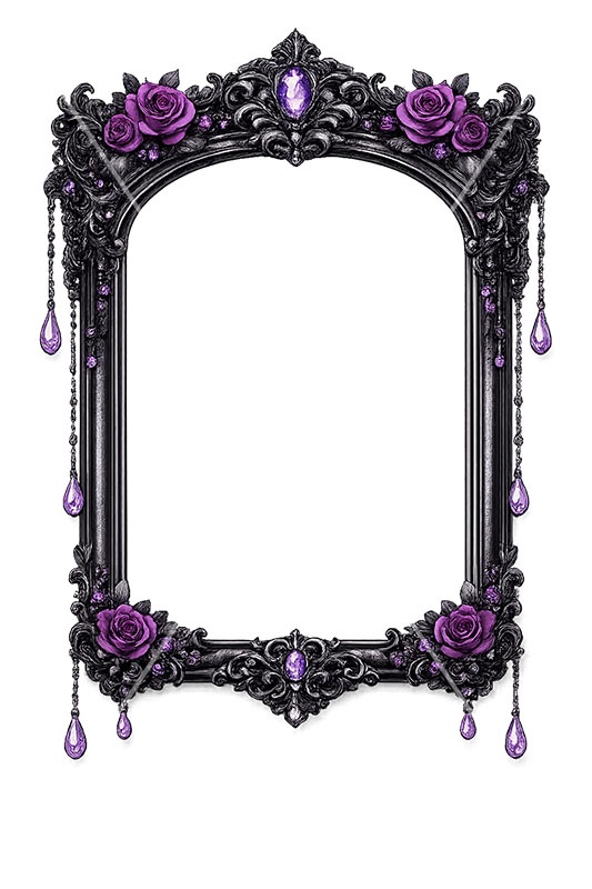 ゴスロリな額縁,ゴスロリ,ゴシック,パンク,額縁,額,額ブチ,絵画,西洋,洋館,高貴,フレーム,frame,AI生成素材