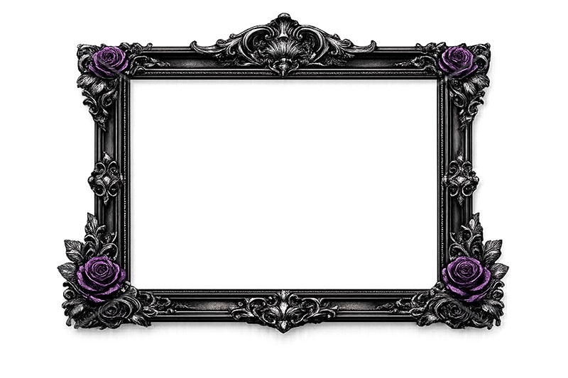 ゴスロリな額縁,ゴスロリ,ゴシック,パンク,額縁,額,額ブチ,絵画,西洋,洋館,高貴,フレーム,frame,AI生成素材