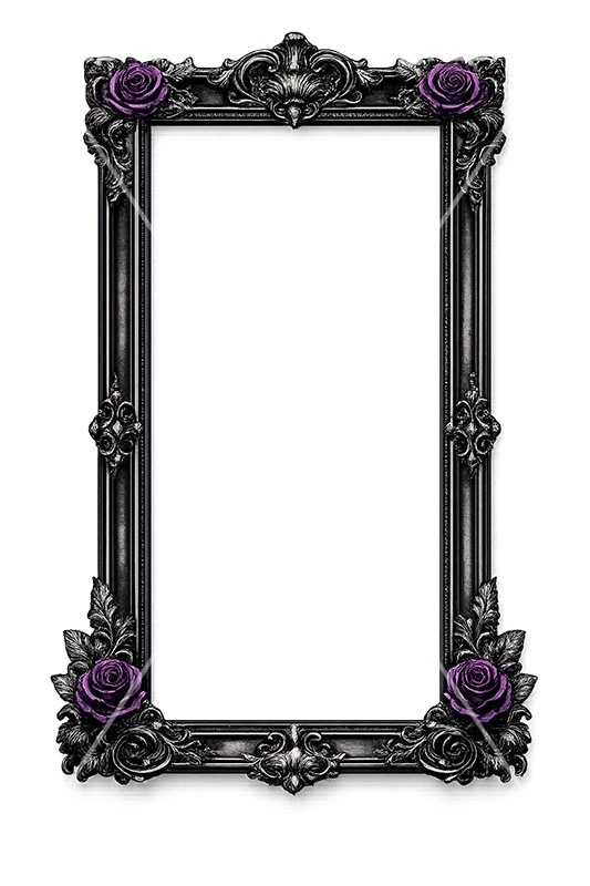 ゴスロリな額縁,ゴスロリ,ゴシック,パンク,額縁,額,額ブチ,絵画,西洋,洋館,高貴,フレーム,frame,AI生成素材