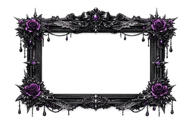 ゴスロリな額縁,ゴスロリ,ゴシック,パンク,額縁,額,額ブチ,絵画,西洋,洋館,高貴,フレーム,frame,AI生成素材