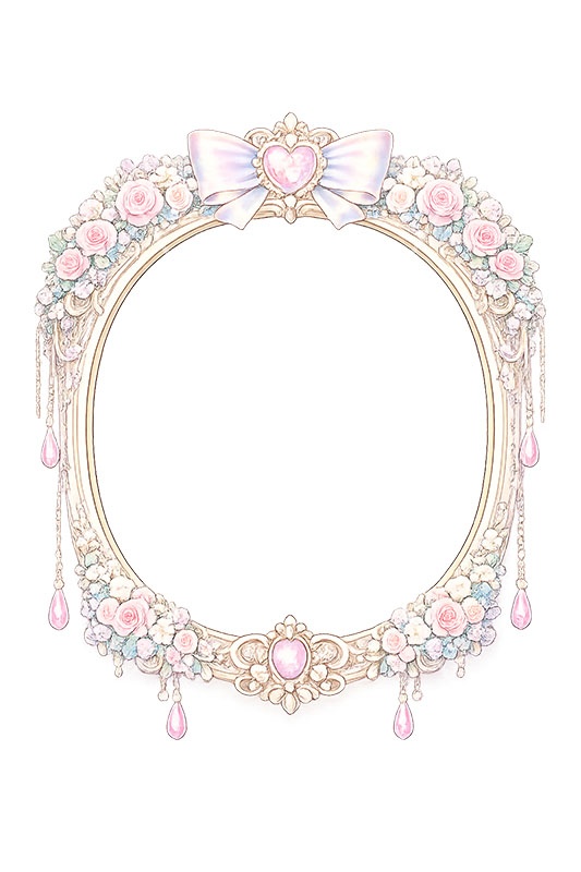 プリンセスの額縁,プリンセス,ロココ調,姫系,ロリータ,額縁,額,額ブチ,絵画,西洋,洋館,高貴,フレーム,frame,AI生成素材