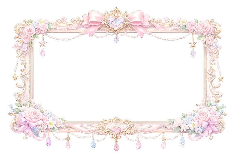 プリンセスの額縁,プリンセス,ロココ調,姫系,ロリータ,額縁,額,額ブチ,絵画,西洋,洋館,高貴,フレーム,frame,AI生成素材