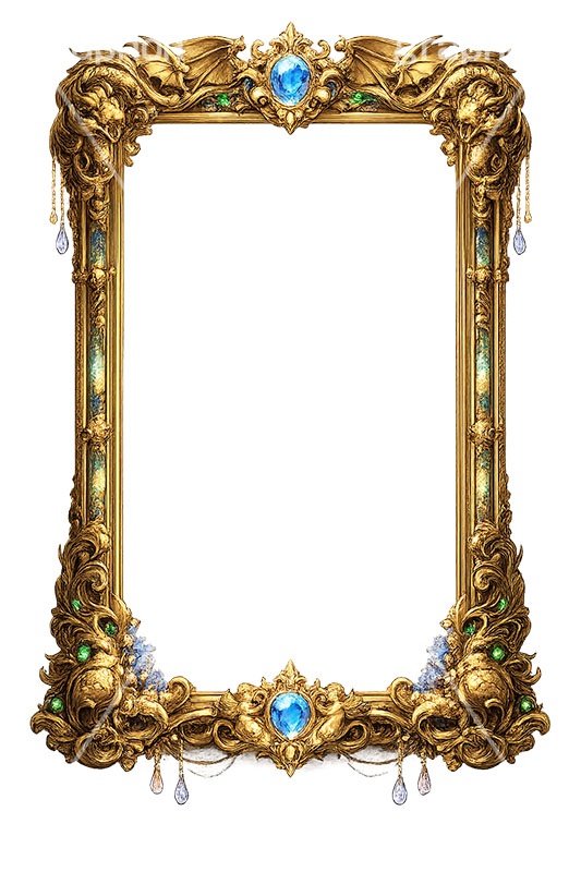 ファンタジーな額縁,ファンタジー,ゲーム,ダンジョン,冒険,額縁,額,額ブチ,絵画,西洋,洋館,高貴,フレーム,frame,fantasy,game,AI生成素材