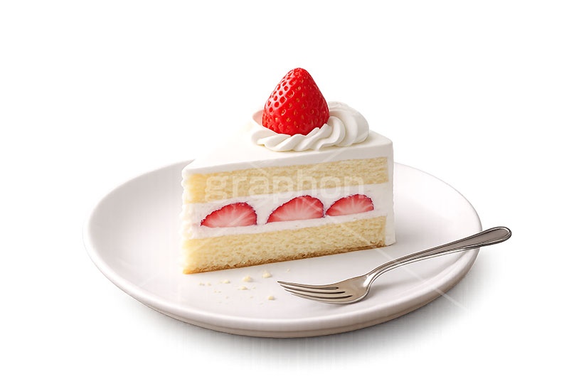 苺のショートケーキ,ケーキ,いちご,イチゴ,苺,ストロベリー,ショートケーキ,生クリーム,砂糖,クリーム,スイート,デザート,スイーツ,フォーク,甘い,洋菓子,菓子,お菓子,ティーカップ,紅茶,sweet,cream,strawberry,cake,dessert,fork,AI生成素材