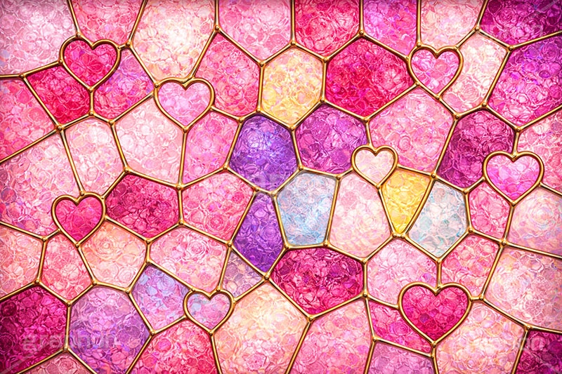 ステンドグラス,ガラス,色ガラス,鉛,ハンダ,ピンク,ガーリー,可愛い,かわいい,カワイイ,ポップ,テクスチャー,テクスチャ,西洋,教会,texture,glass,cute,AI生成素材