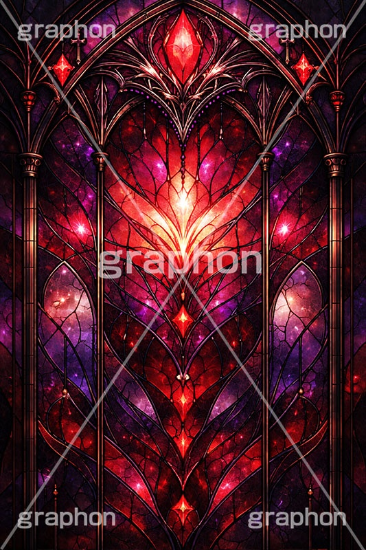 邪悪なステンドグラス,ステンドグラス,ガラス,色ガラス,ファンタジー,ゲーム,神殿,鉛,ハンダ,邪悪,怖い,ホラー,ボス,魔王,デビル,地獄,西洋,教会,聖堂,glass,church,game,boss,horror,AI生成素材