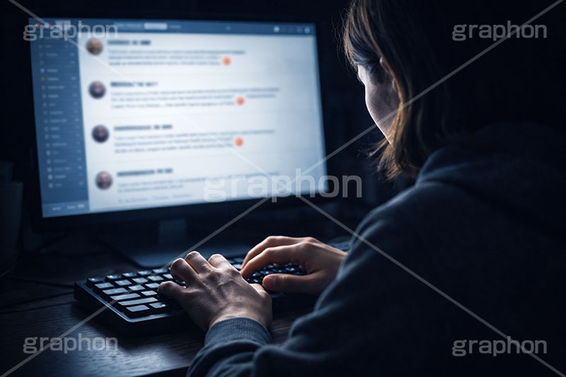 誹謗中傷,中傷,加害,加害者,開示,操作,掲示板,SNS,BBS,投稿,書き込み,こっそり,キーボード,パソコン,PC,手,人物,女性,インターネット,デジタル,秘密,内緒,keyboard,digital,Internet,hand,computer,AI生成素材