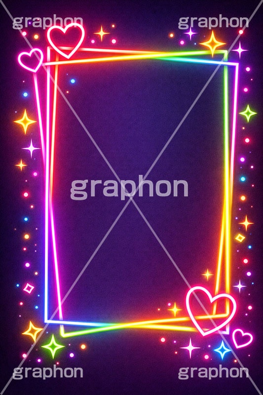 ネオンフレーム,ネオン,ネオン管,光,ライト,星,スター,ハート,ポップ,キラキラ,電飾,照明,発光,フレーム,icon,mark,neon,heart,star,frame,AI生成素材