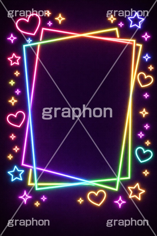 ネオンフレーム,ネオン,ネオン管,光,ライト,星,スター,ハート,ポップ,キラキラ,電飾,照明,発光,フレーム,icon,mark,neon,heart,star,frame,AI生成素材