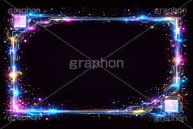 電子基板フレーム,電子基板,電子,基板,ノイズフレーム,ノイズ,グリッジノイズ,グリッヂノイズ,デジタル,電脳,ネオン,ネオン管,光,ライト,電飾,照明,発光,フレーム,icon,mark,neon,noise,frame,digital,AI生成素材