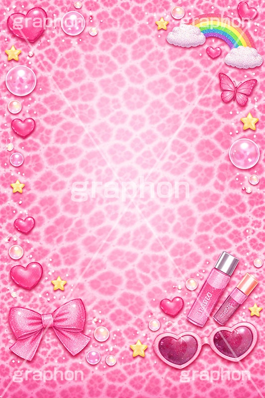 平成ギャル背景,平成ギャル,平成リバイバル,ラメ,サングラス,リボン,メイク,メイク道具,リップ,アクセ,アクセサリー,ヒョウ柄,アニマル柄,豹柄,ギャル,カワイイ,可愛い,かわいい,ハート,虹,レインボー,懐かしい,ribbon,rainbow,heart,makeup,gal,texture,AI生成素材