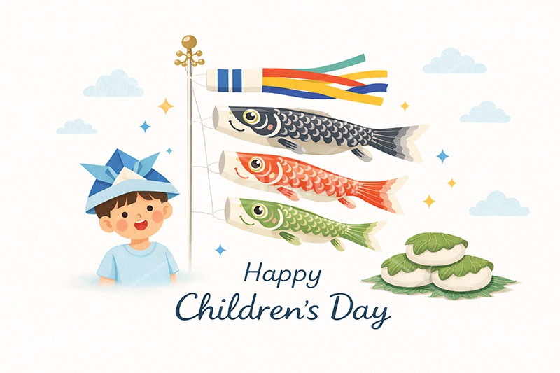 こどもの日イラスト,柏餅,男の子,こいのぼり,5月5日,鯉のぼり,かぶと,かしわもち,かしわ餅,兜,端午,節句,供物,こどもの日,子供の日,こども,子供,人物,和,文化,風習,行事,かわいい,可愛い,カワイイ,イラスト,illustration,event,kids,japan,AI生成素材